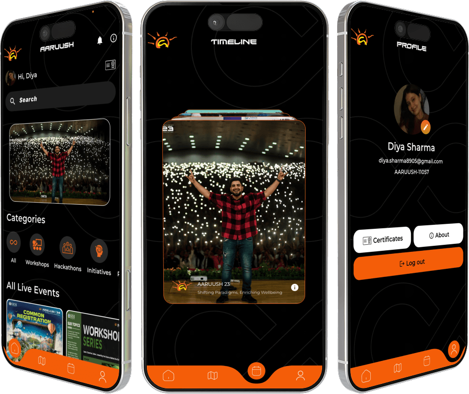 Aaruush Connect App Interface Mockup